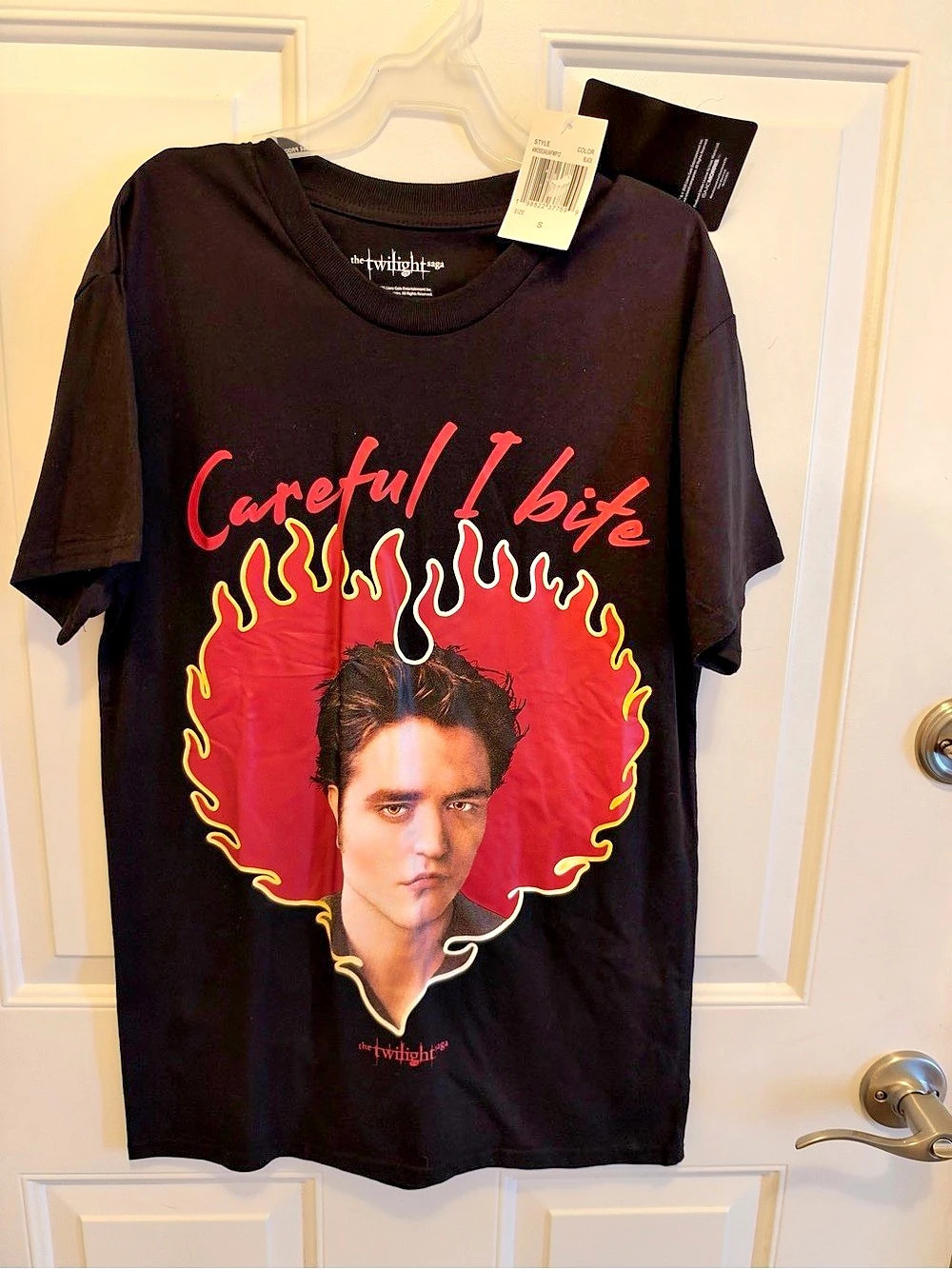The Twilight Saga Edward Heart Careful I Bite T-Shirt Black & Red Small